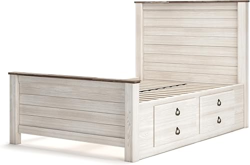 Miniatura 46 de Ashley Furniture Signature Design - Cabecero de panel completo Willowton – Estilo Contemporáneo – Tamaño Queen - Color Blanco.