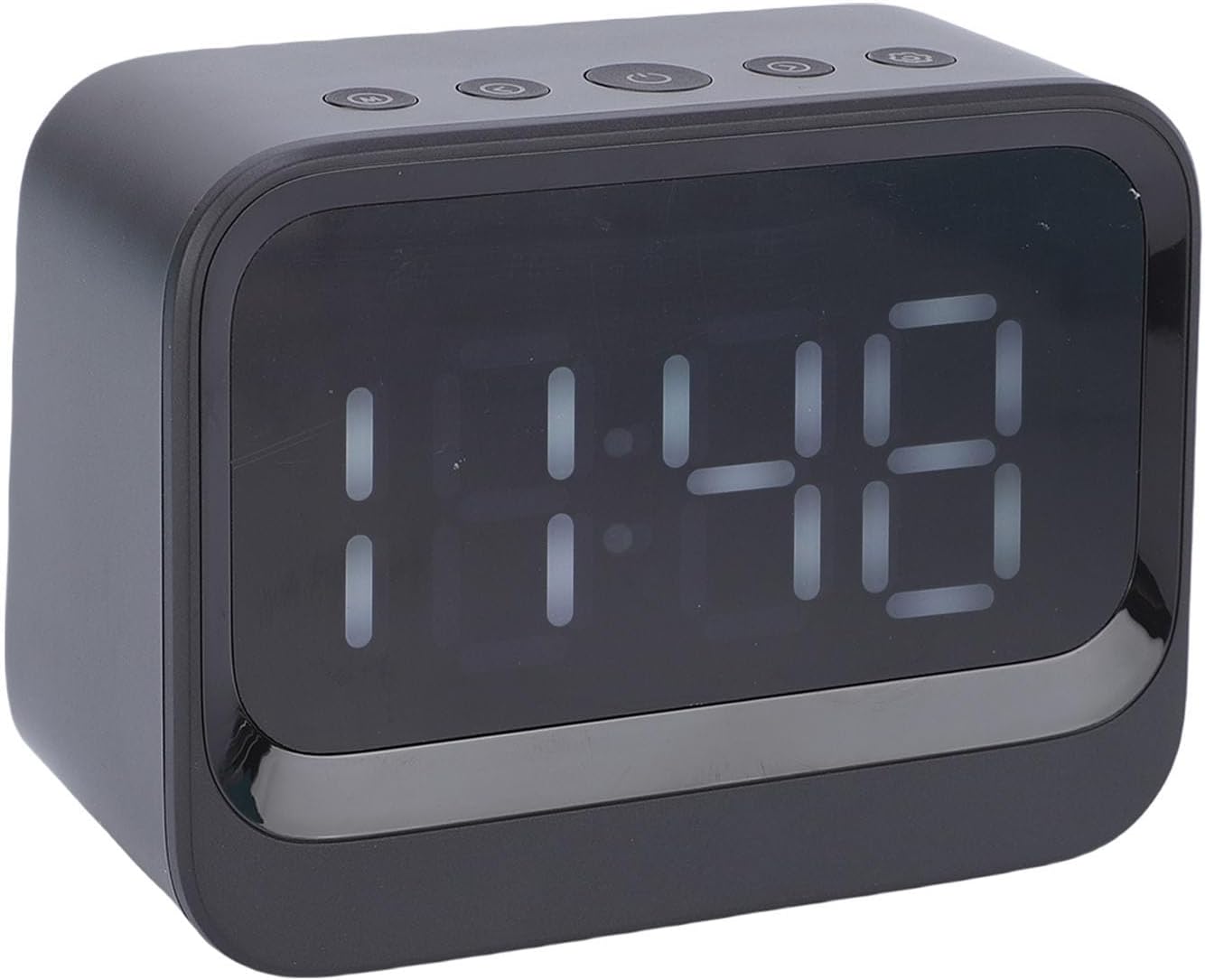 LED Digital Clock with Speaker, Dual Alarm Big Display Clock with 5.3 MP3 Player, 9 Hours Playtime USB Charging, for Bedroom Office Living Room (Black)