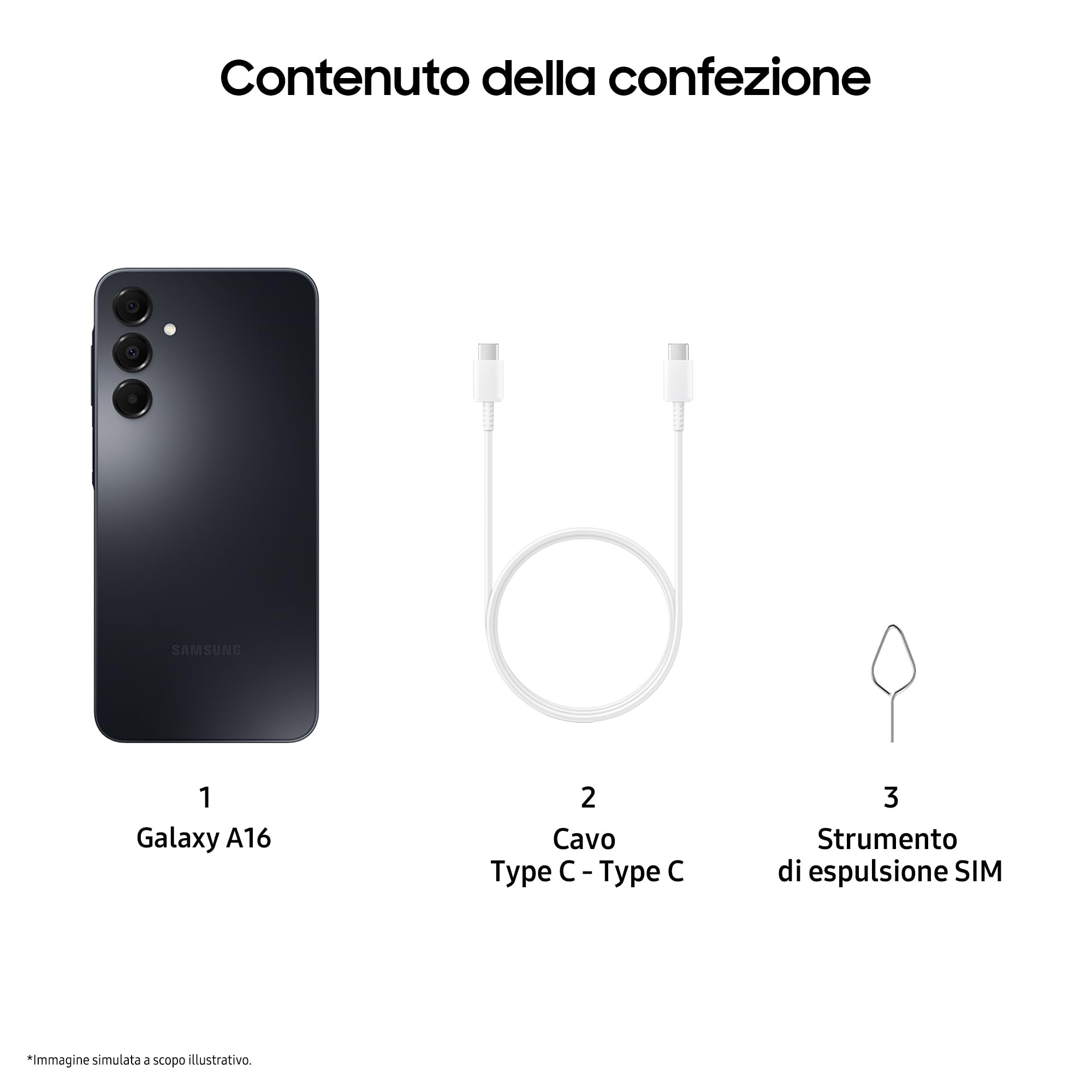 Samsung Galaxy A16, 3 anni di Garanzia del produttore, Android 14, Display Super AMOLED 6.7" FHD+, 4GB RAM, 128GB, Batteria 5.000 mAh, IP54, memoria espandibile, Black [Versione Italiana]