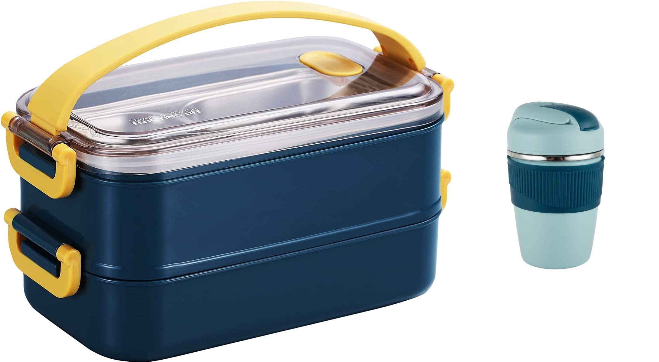 Wosta Executive Insulated Air-Tight 2 Stainless Steel & Plastic Containers Lunch Box Handheld Tiffin Leak Proof Container for School Office use - Blue, 1600Ml (Lunch Box with 350 Ml Sipper) (B0C6TT31MV) Amazon Price History, Amazon Price Tracker