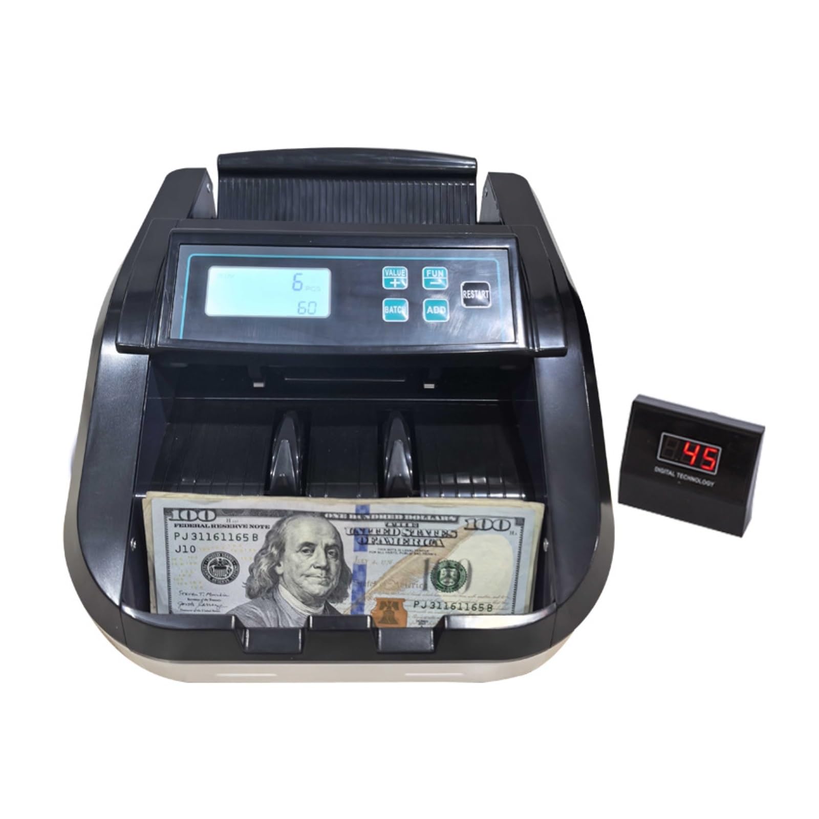 Contatore di denaro, Contatore di banconote commerciali a caricamento posteriore con tecnologia sensoriale magnetica IR UV, 1 confezione