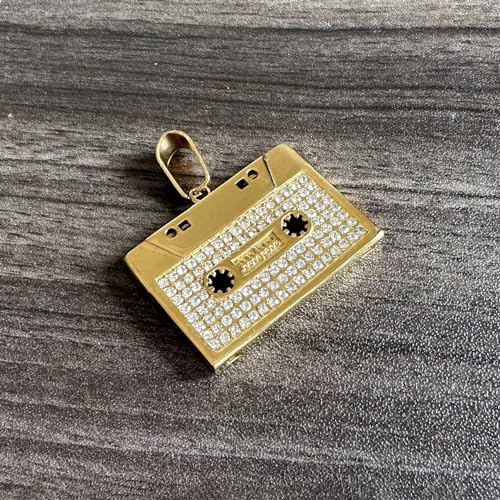 18K Gold Plated Rhinestones Necklace Stainless Steel Tape Pendant Necklace2