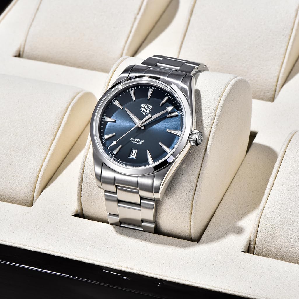 RollsTimi Orologi automatici da uomo alla moda orologio da polso a carica automatica movimento giapponese cinturino in acciaio inox cassa 39 mm 100 m impermeabile cristallo zaffiro uomo elegante