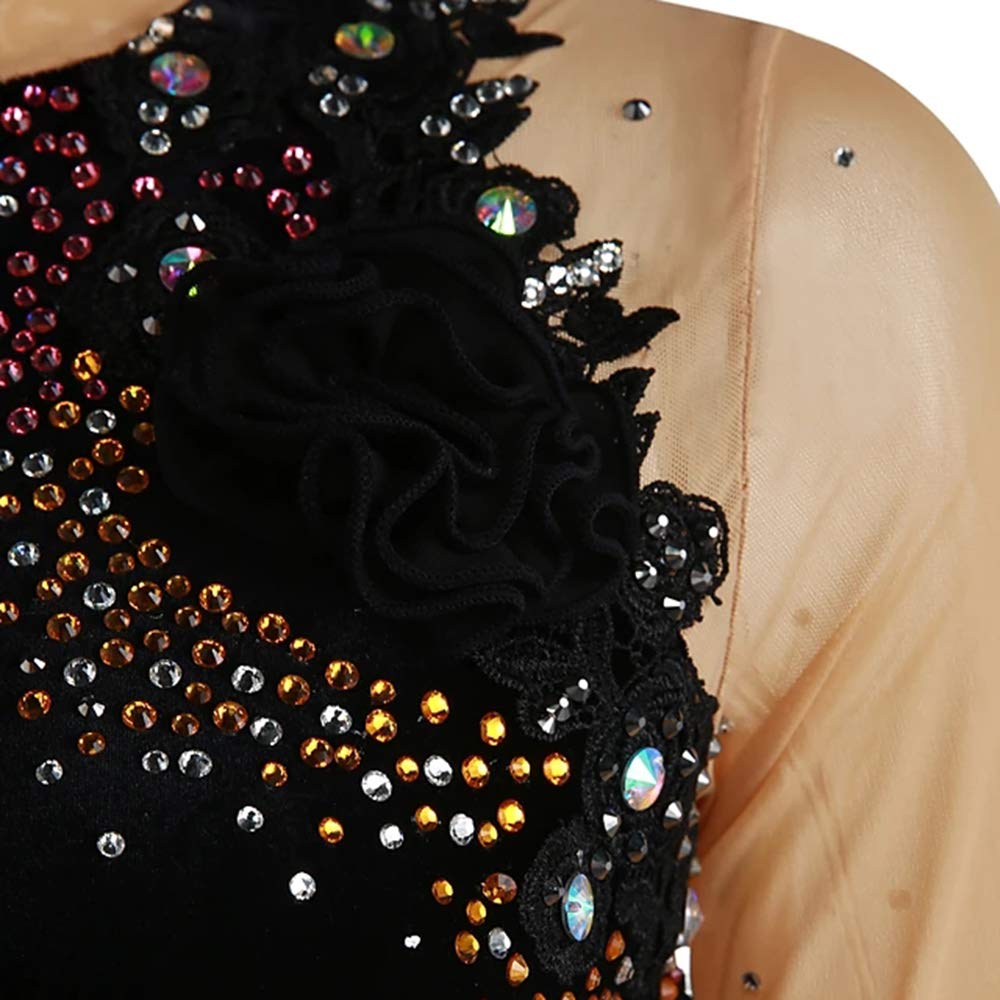 LIUHUO Vestito da Pattinaggio su Ghiaccio da Donna e Ragazza, Bianco, Nero, Viola, Velluto, Alta Elasticità, Abbigliamento da Competizione Pattinaggio Caldo Fatto a Mano