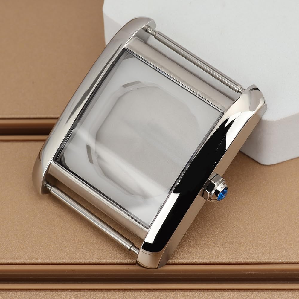 34.6mm Square Stainless Steel Watch Case for Miyota 2115 Quartz Movement, Sapphire Crystal Watch Modification Parts