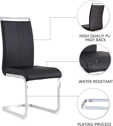 Miniatura 45 de Sillas de Comedor Modernas - Juego de 4 sillas para mesa de comedor, sillas de comedor blancas, patas cromadas plateadas para comedor, sillas de