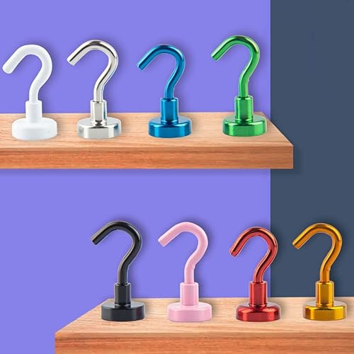 Miniatura 4 de Paquete de 9 ganchos magnéticos para cabinas de cruceros, ganchos magnéticos para colgar en el refrigerador, imanes coloridos resistentes con
