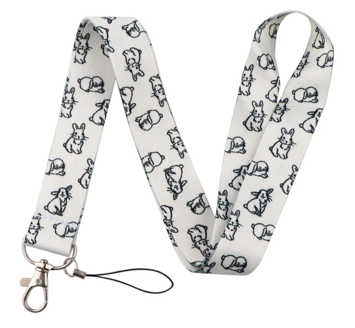 Pinstant Cute Cartoon Bunny Rabbits Bunnies Fluffy Hare Kids Kawaii 17.7" Neck Lanyard Keychain Holder ID Badge Mobile Phone Pin Strap
