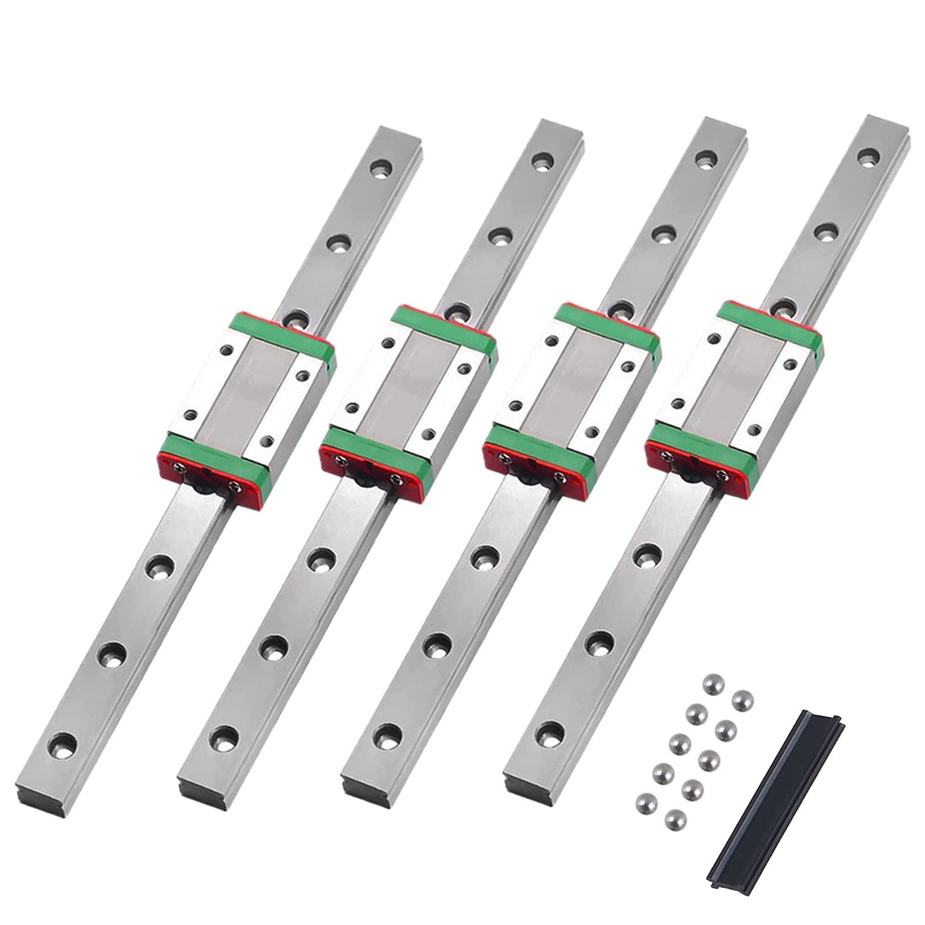 Rail de guidage linéaire MGN9H 600 mm avec bloc de chariot en acier inoxydable MGN9H, rail de guidage linéaire pour machine à graver CNC XYZ DIY (4 pièces de type H)