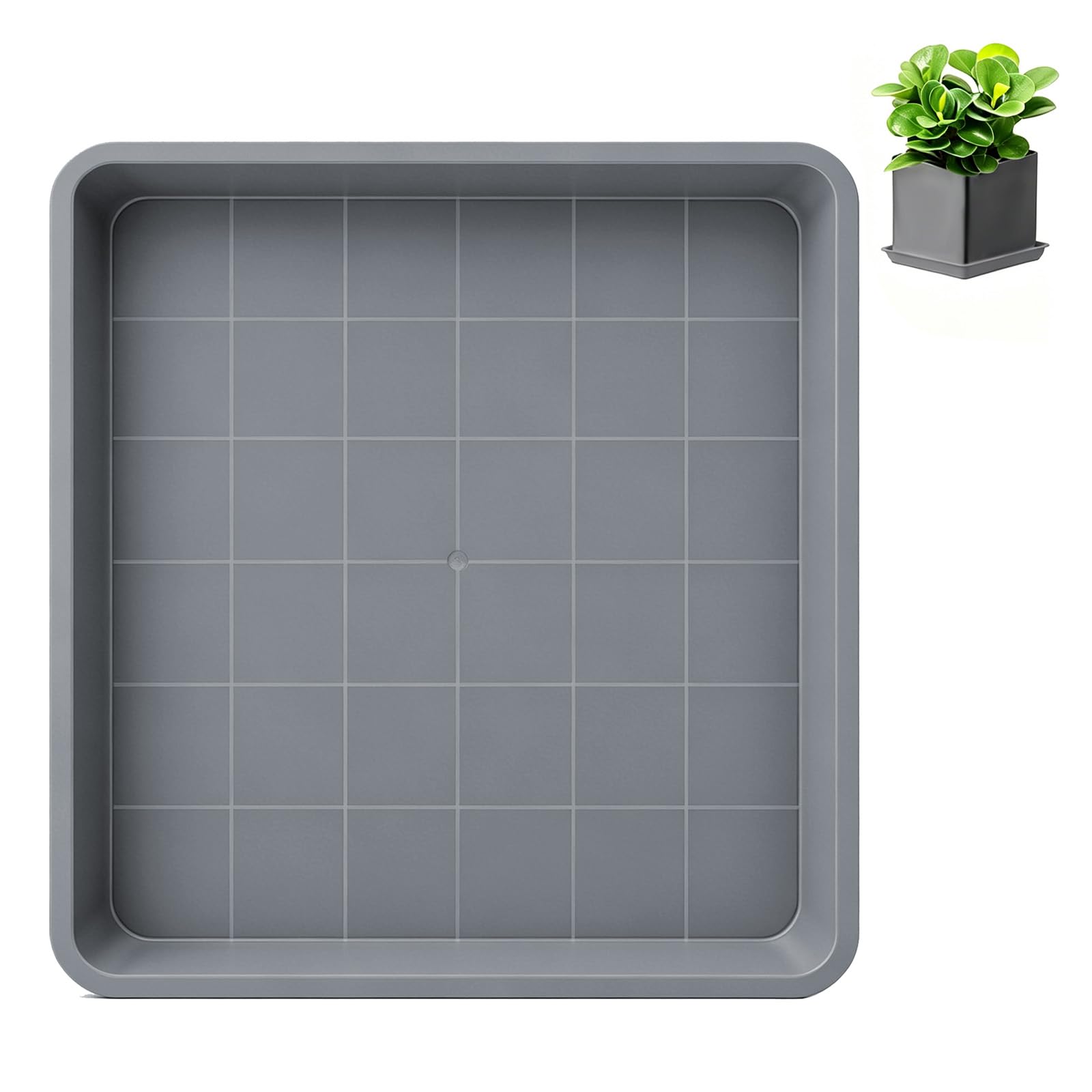 sturiz 6pcs Square Plant Pot Saucer 18x18cm 7.09 inch Plastic Plant Flower Pot Trays Gray Drip Water Tray for Outdoor and Indoor Planters Plants Garden Pots Greenhouse