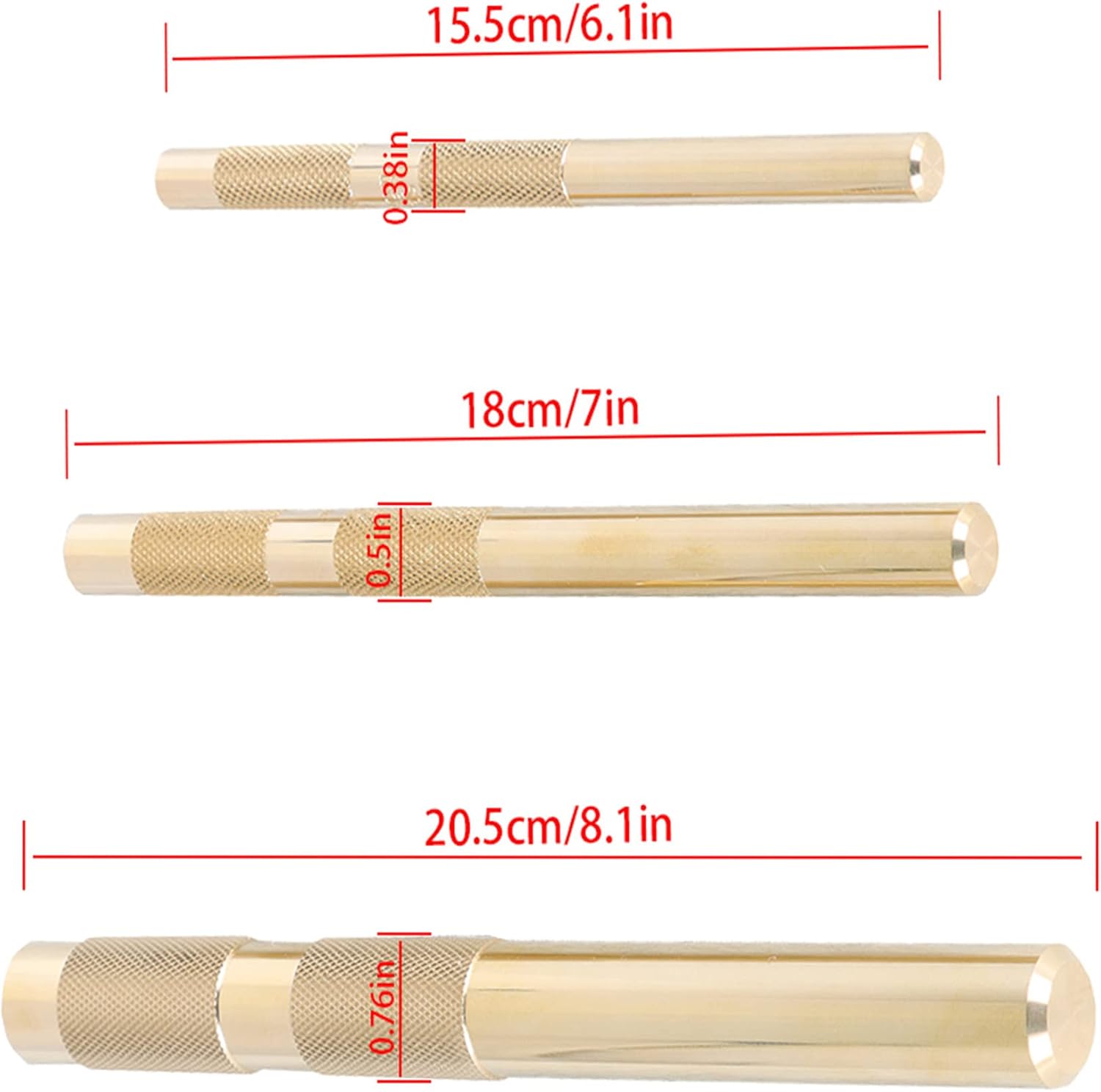 munirater 3-Pack Brass Roll Pin Knurled Punch Set Brass Drift Punch Kit 61360