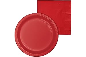 CUSINIUM [24 pcs 7&quot; Red Paper Dessert Plates with [50 pcs] 3-ply Red Party Napkins