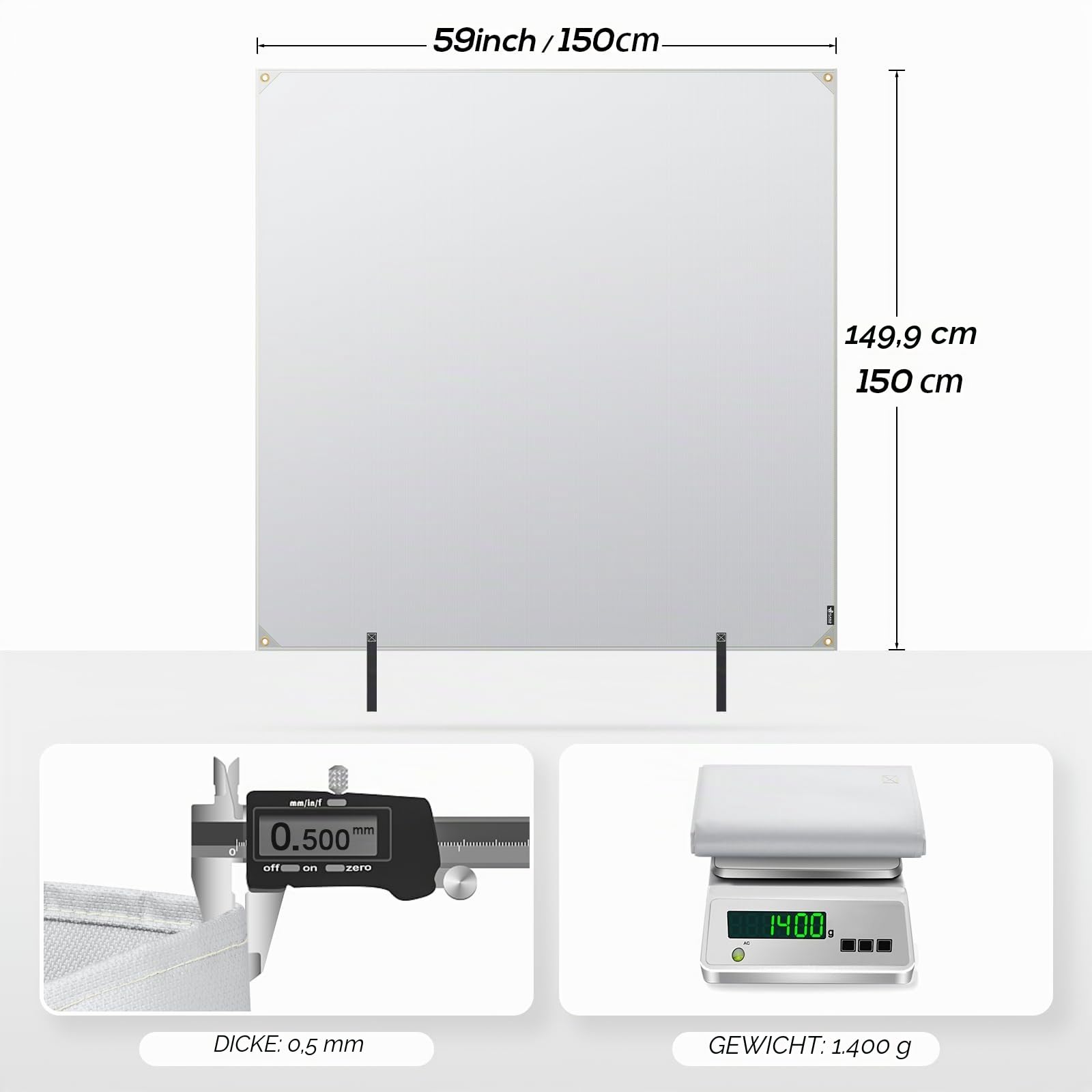 FLASLD Feuerfeste Lithium-Batterieabdeckung, schnellste und einfachste Möglichkeit, kleine Brände zu isolieren und zu löschen, Feuerdecke für E-Scooter und E-Bike (150 x 150 cm, Grau)