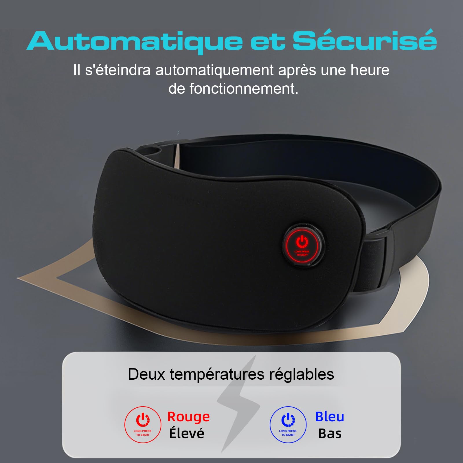UNCN Ceinture Chauffante Lombaire | Bouillotte Ceinture Batterie Rechargeable Comprise,5000mAh | Coussin chauffant portable sans fil | 2 niveaux de température | Ceinture élastique est réglable