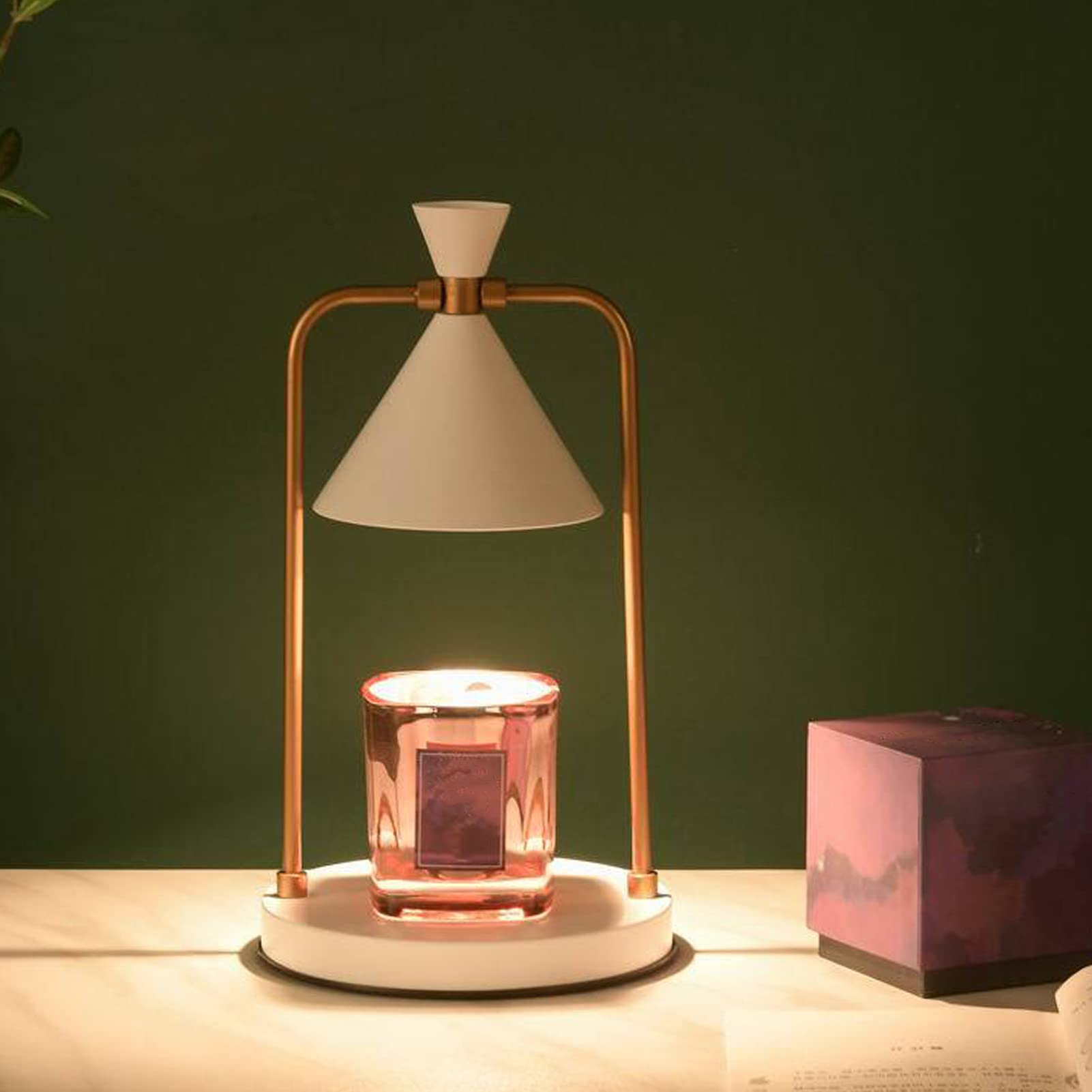 ACAREY Herbstdeko Laterne Kerzenwärmer Lampe Duftlampe mit Timer & Dimmer für Tischdeko, Schlafzimmerdek, Hochzeitsde, Halloween Party (Weiss)