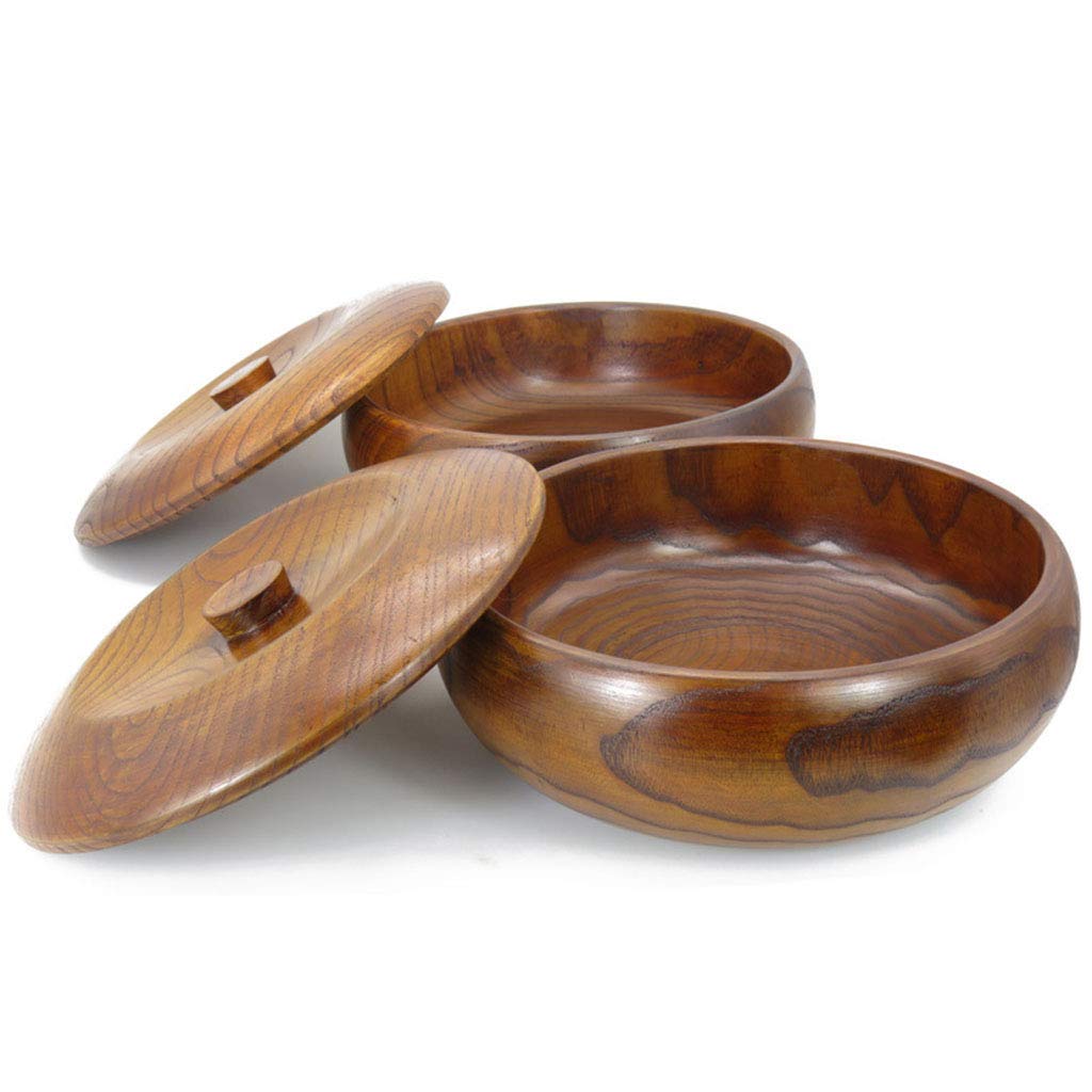 Ensaladera Madera Cuenco Frutero Tazones Aperitivos for Breakfast Serving Decoration con Tapa,15 * 8.5cm
