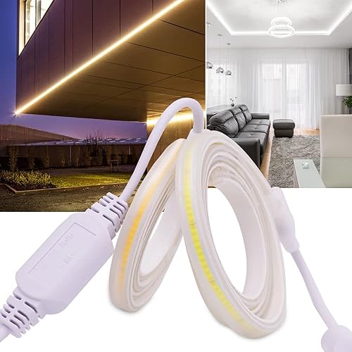 Miniatura 7 de HEGEHE Tira de luz LED COB flexible de 13.1 ft13.1 pies, tiras de luz LED FOB flexibles, AC110V 288 LEDsm luz diurna blanca 6000K impermeable IP65