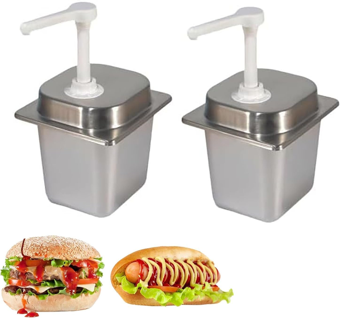 2.3L Manual Condiment Pump Bottle, 2 Set Manual Sauce Dispenser with Dispensing Volume Approximately 30ml, Pump Head is Detachable and Replaceable, Sturdy and Durable for Sauces Ketchup
