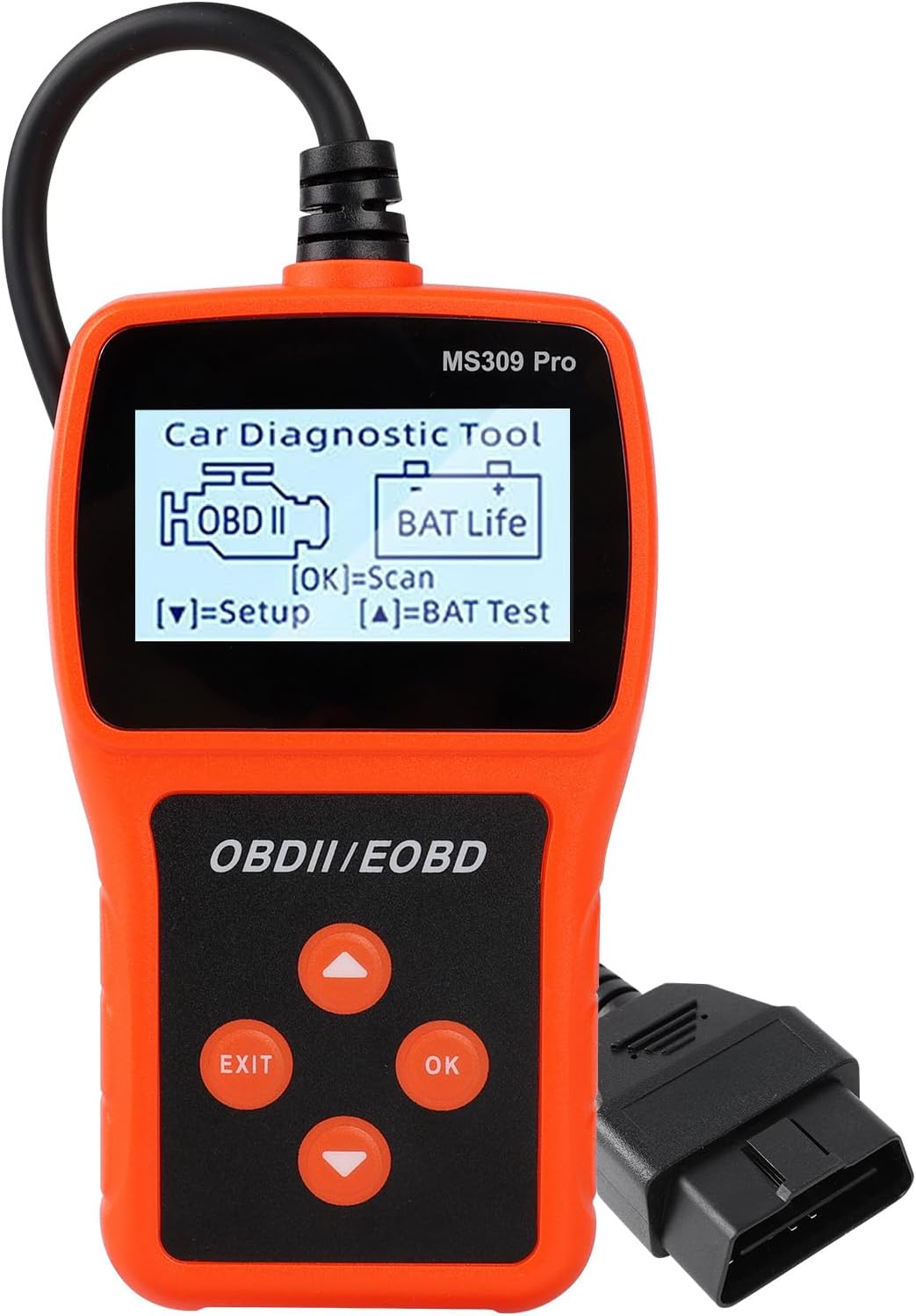 OBD2 Car Scanner Tool Check Engine Light Fault Code Reader OBD2 EOBD, 6 Languages, Voltage Detection and Monitoring, Engine Vehicle Fault Code Reader (MS309 Pro)