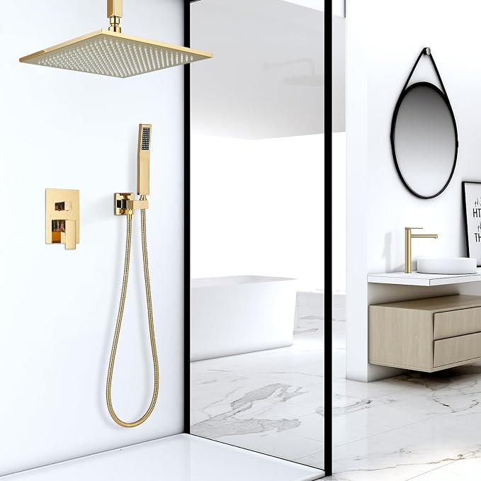 Sistema de ducha oro pulido con rociador LED 12 pulgadas miniatura 9