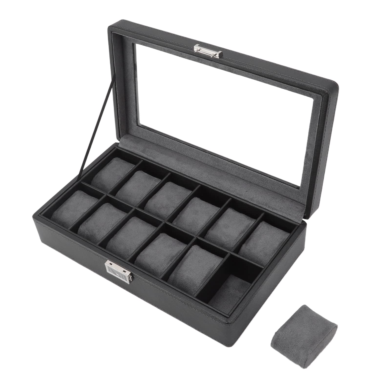 Organizzatore per Orologi Nero Elegante 12 Slot con Coperchio Trasparente Resistente Scatola Porta Orologi per L'organizzazione Domestica