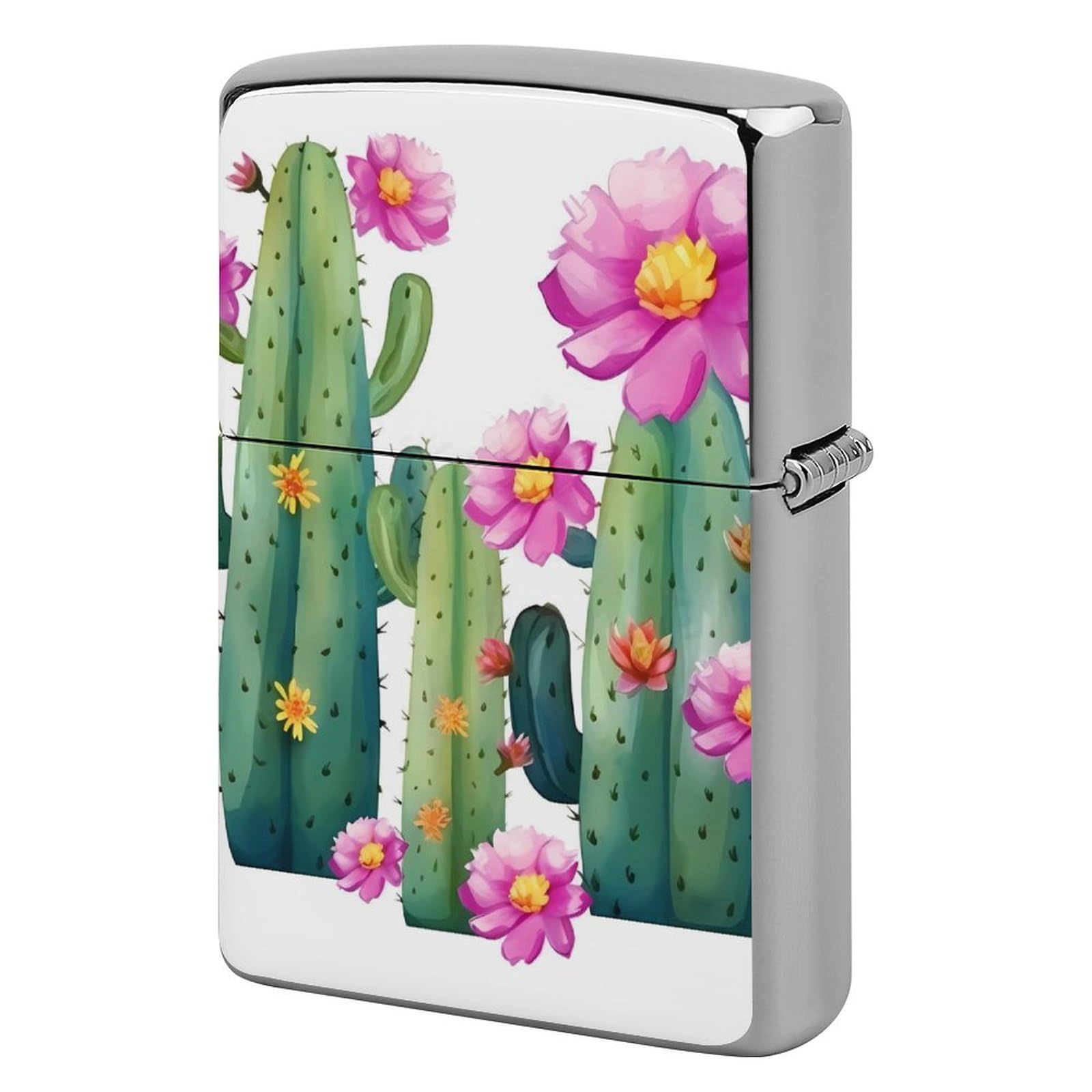 Cactus Flower Lighter Cover for Men, Personalized Lighter Case for Birthday Gift, Flip-Top Lighters Protective Cover, Portable Lighters Shell for Outdoor, Travel