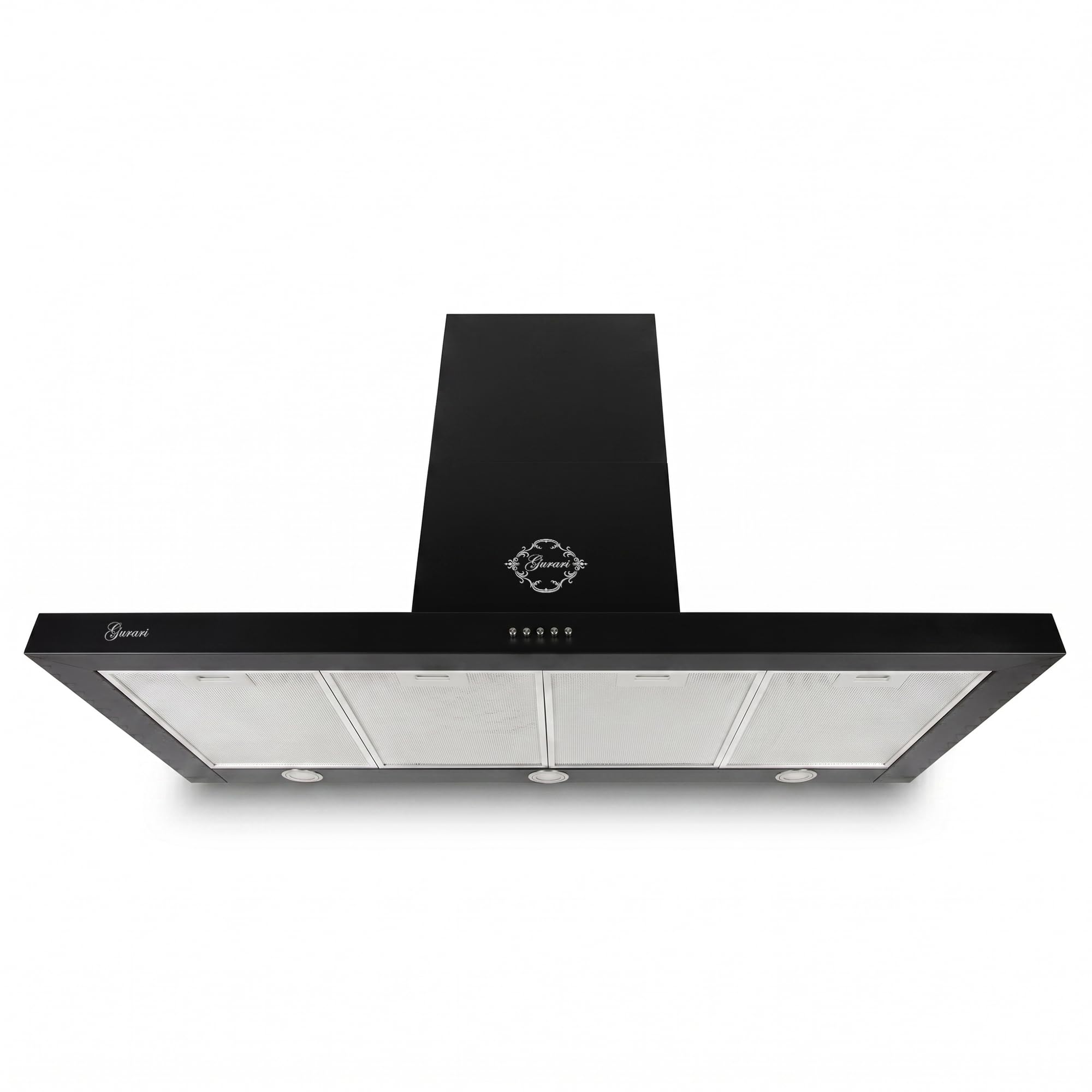 Gurari Cappa aspirante da 120 cm GCH F 118 120 BL • Cappa da parete nera • Cappa per camino 1000 m³/h • Cappa aspirante a parete con illuminazione a LED • Filtro antigrasso in metallo • Classe
