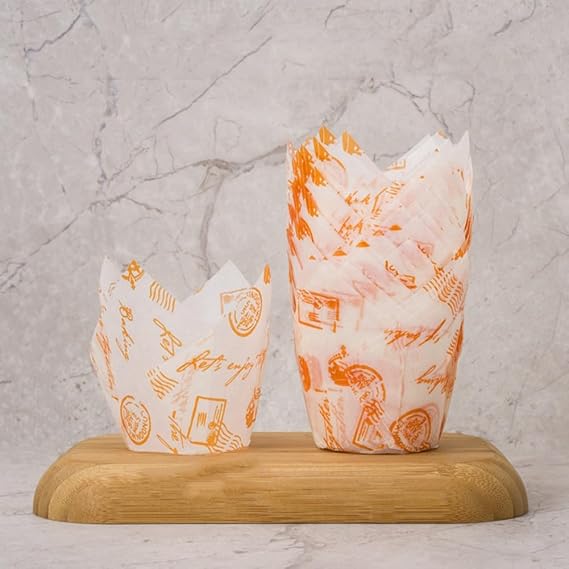 50PCS Newspaper Style Cupcake Liner Baking Cup for Wedding Tulip Muffin Cupcake Paper Cup Oilproof Cake G