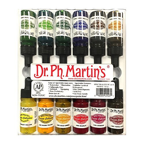 Dr. Ph. Martin's Spectralite Private Collection Liquid Acrylics, 0.5 oz, Set of 12 (Set 2)
