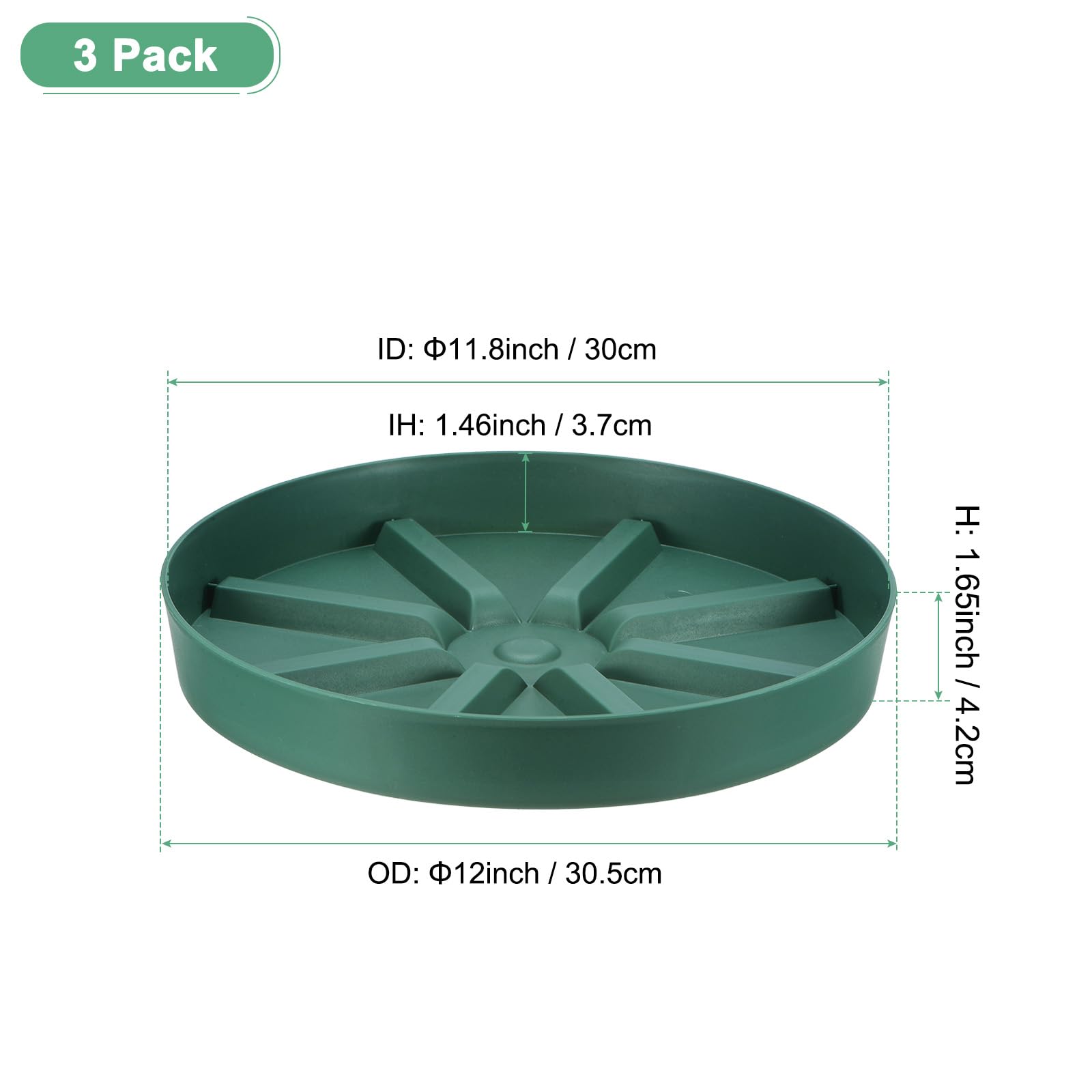 M METERXITY 3-Pack Plant Saucer, 12 Inch Flower Pot Saucers - Image 2