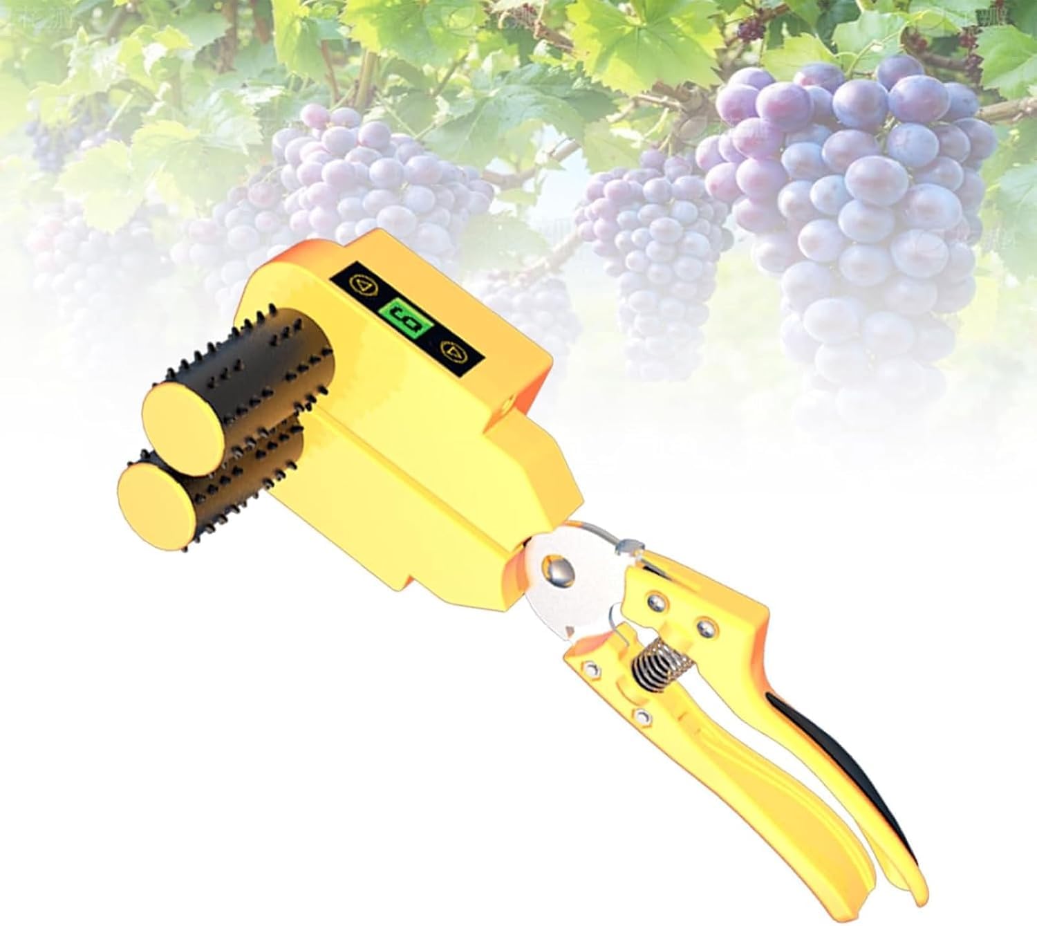 Tijeras eléctricas para aclareo de uvas, herramienta de poda recargable con pantalla LCD para viñedos.