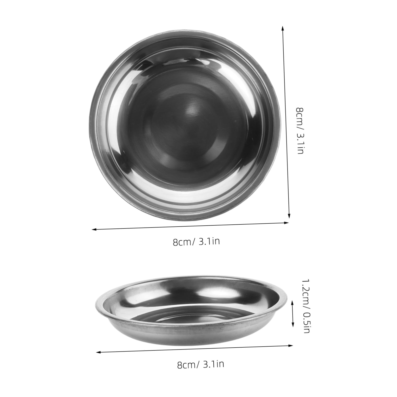 COLLBATH 10pcs Small Plate Vinegar Plate Seasoning Bowls Dip Cups Dip Serving Dish Sauce Dipping Bowls Appetizer Tray Small Serving Platter Dipping Sauce Small Stainless Steel Bowl Silver