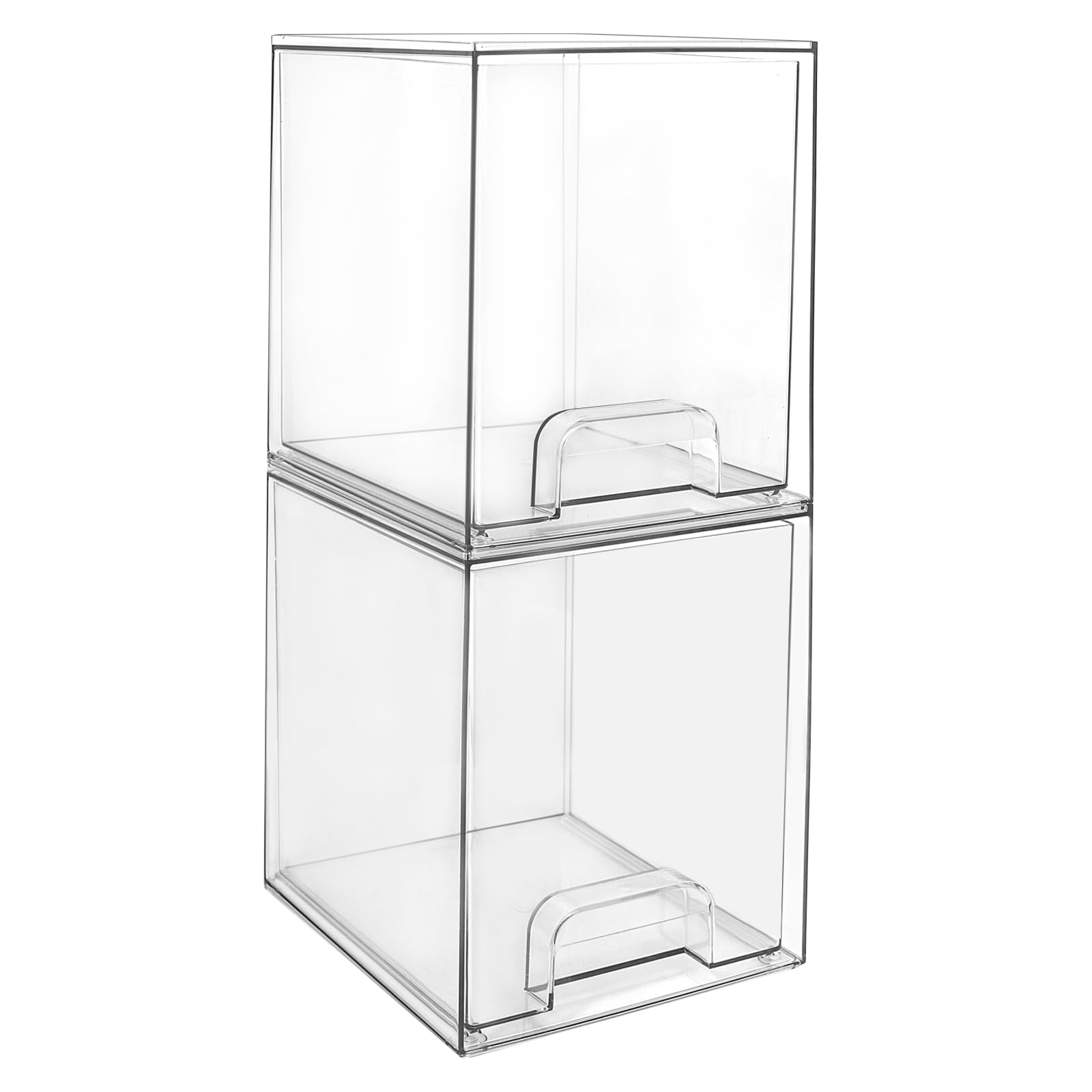 Stackable Makeup Storage & Storage Clear Acrylic Makeup Boxes with Handles for Vanity Table, Undertable, Kitchen Cabinet, Pantry, Home Organizer and Storage
