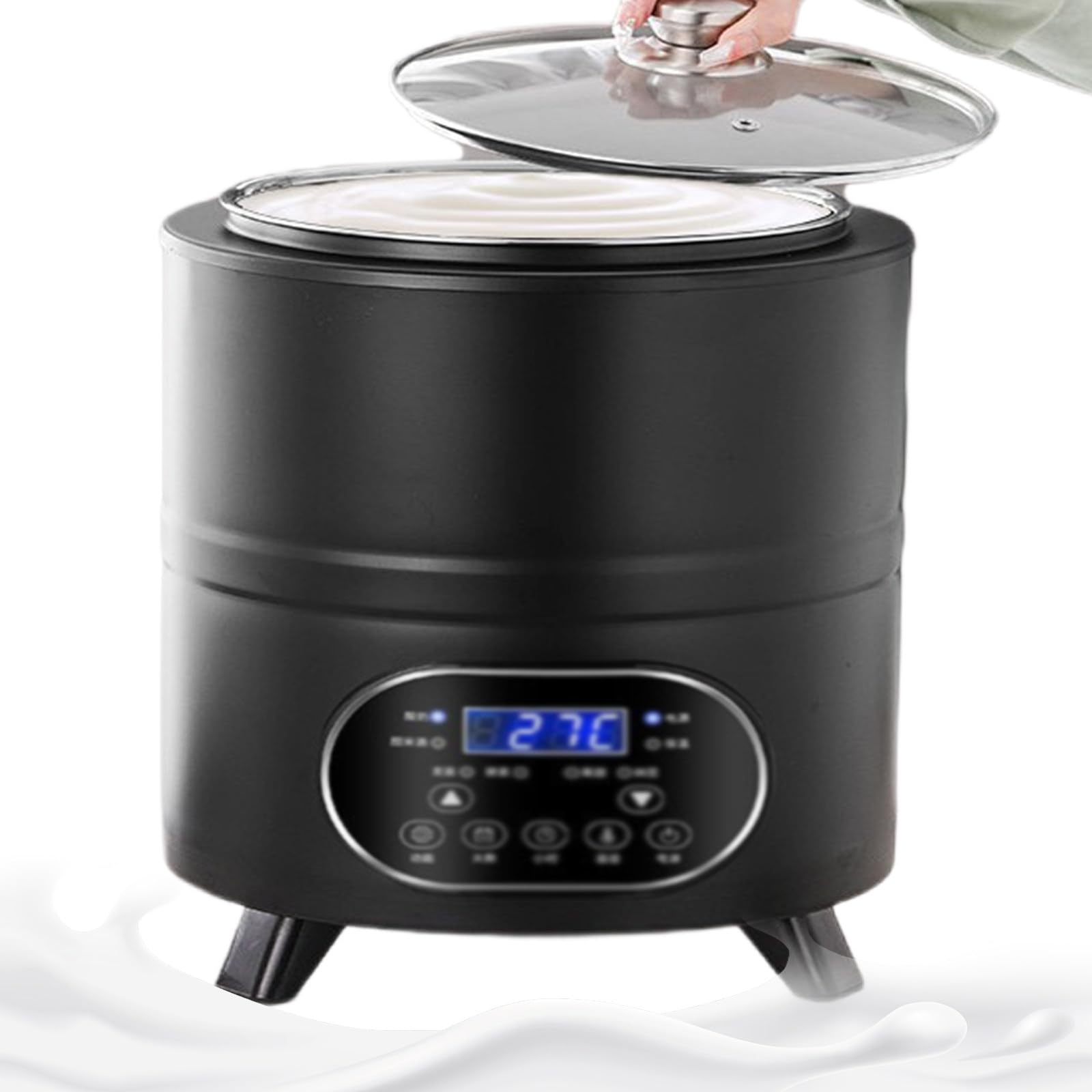 Sjyclaviger Stainless Steel Yogurt Maker Machine, 8l/12l Yogurt Maker Machine, with Timing & Temperature Control, for Homemade Yogurt, Natto, Rice Black-8L