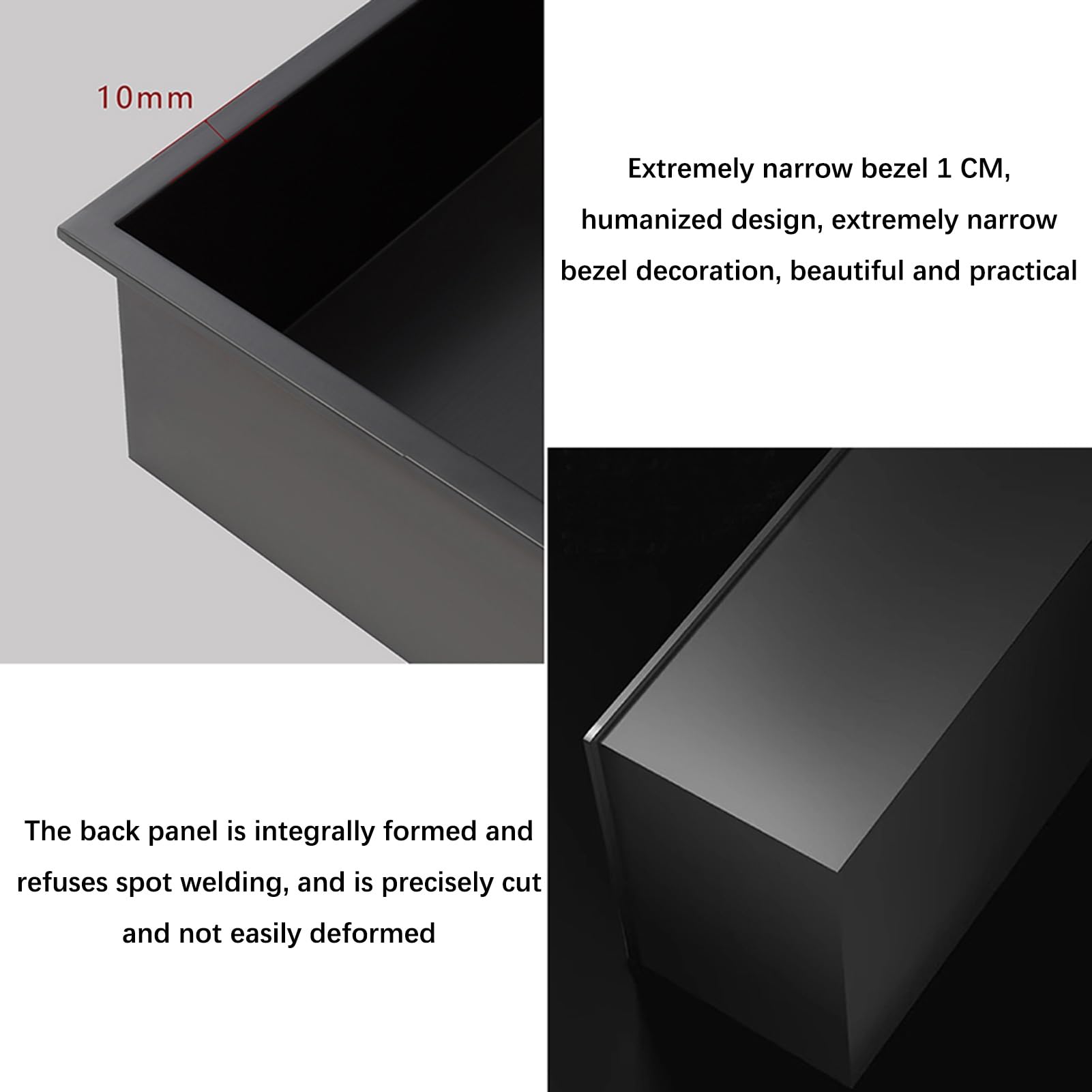 Doccia in acciaio inox 304, impermeabile, da incasso, mensole da bagno per carta igienica, bidone della spazzatura, shampoo e articoli da toeletta, colore nero, 86 x 40 x 14 cm, ideale per cucina di