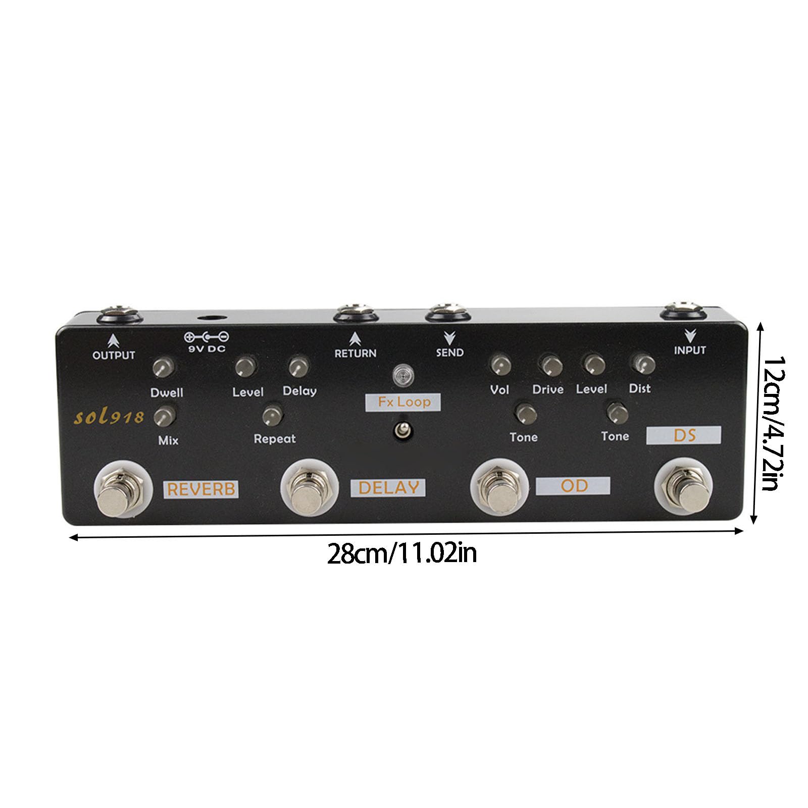 Pedal potenciador de señales de guitarra de metal negro adecuado para pastillas pasivas y conexión de cable largo sin pérdida de tono, efector de repuesto de guitarra