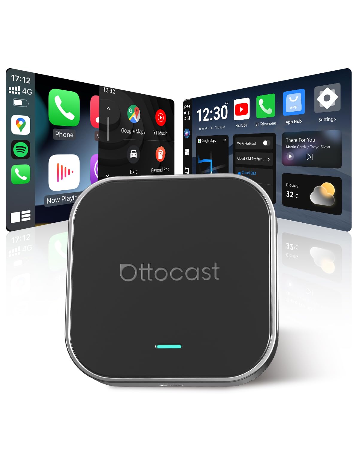OTTOCAST E2 AI Box, 2025 Aggiornata 3-in-1 Adattatore Wireless