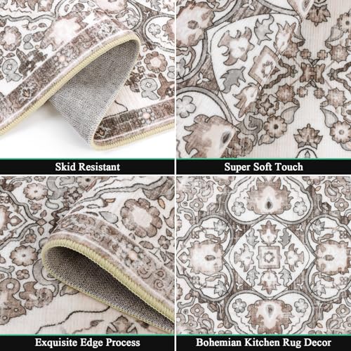 Hebe Rugs Hebe Farmhouse Kitchen Rugs Sets Of 3 Non Slip Washable Kitchen Rugs And Mats Boho Kitchen Mats For Floor Kitchen Runner Rug Kitchen Carpet Rug Runner For Hallways Kitchen Laundry thumb #2