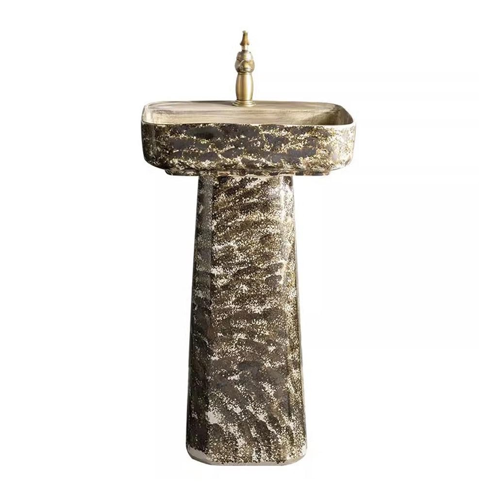 AYCDL Pedestal Sink Retro Courtyard Vertical Washbasin Villa Balcony Floor-Standing Pedestal Basin Bathroom Pedestal Sink