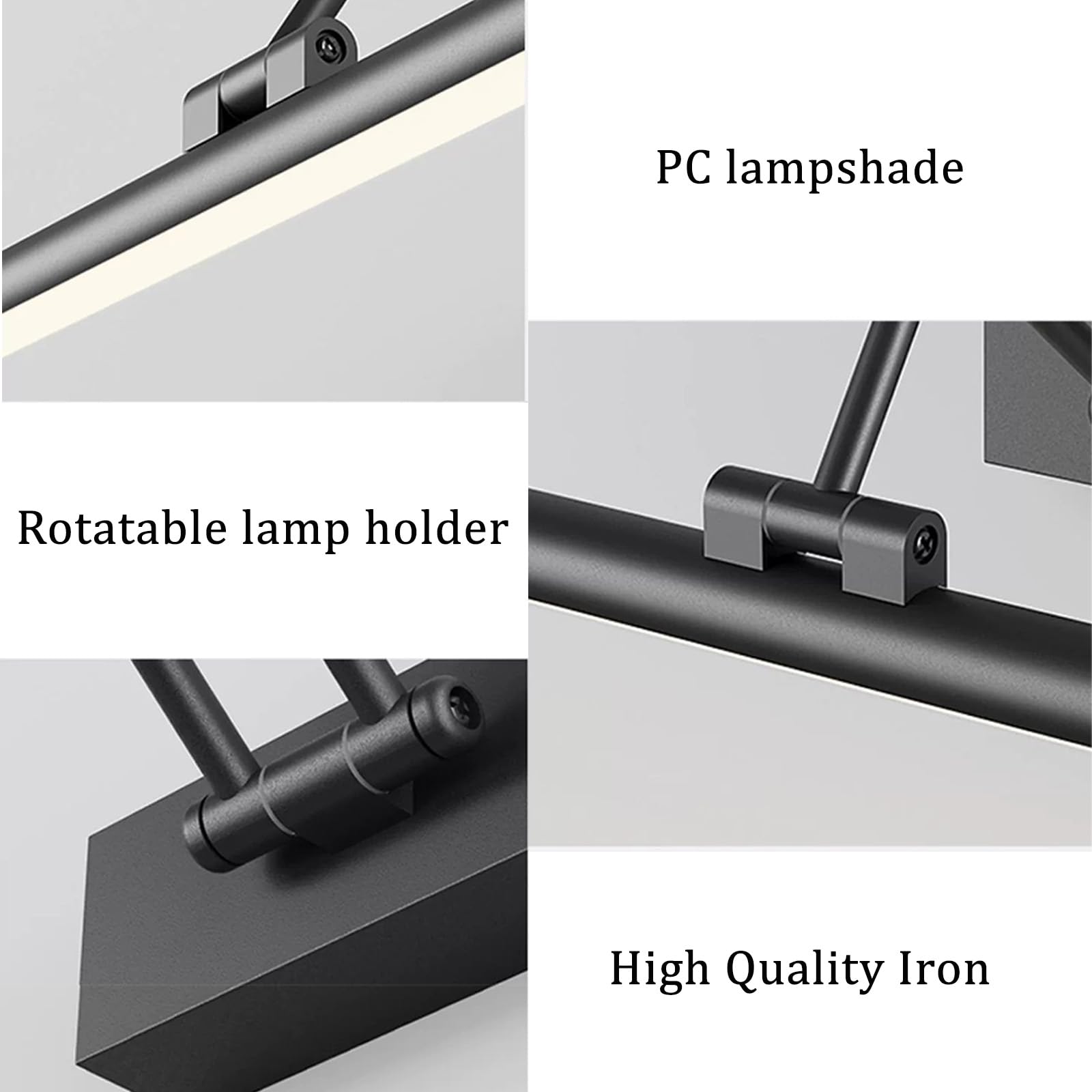 LED Spiegel Lampe Badezimmer Wandleuchte mit Bewegungsmelder Modern Wandleuchten Faltbar Drehung Wasserdicht Wandbeleuchtung Wohnzimmer Schminktisch Schlafzimmer (Lumière Chaude Blanche,60cm)