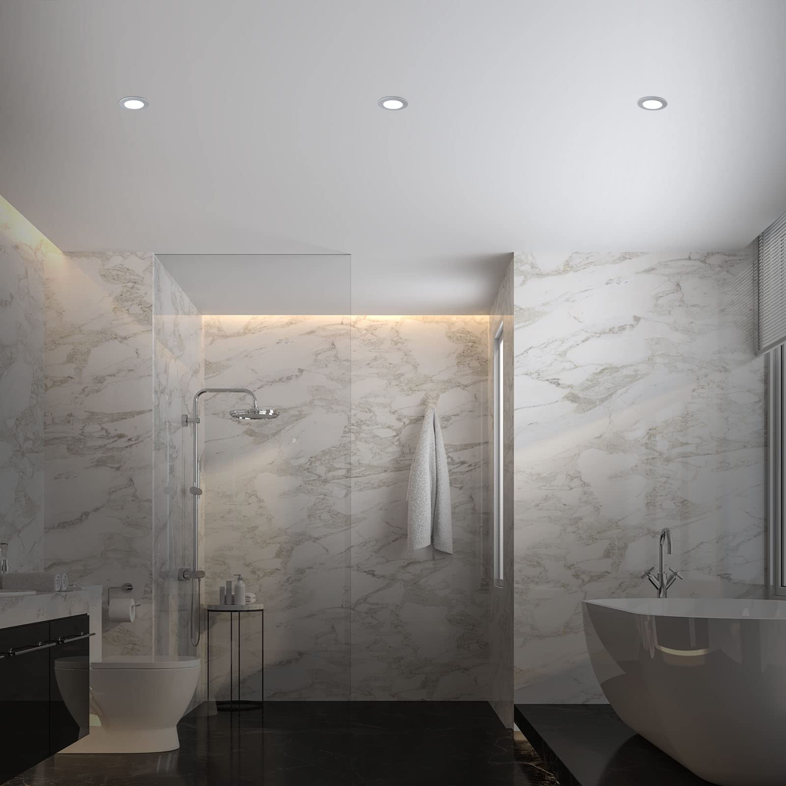 BRILONER - Juego de 3 focos empotrables de LED en el techo, focos empotrables de LED en el baño, focos empotrables en el baño IP44, cromo mate, 92x45 (DxH)