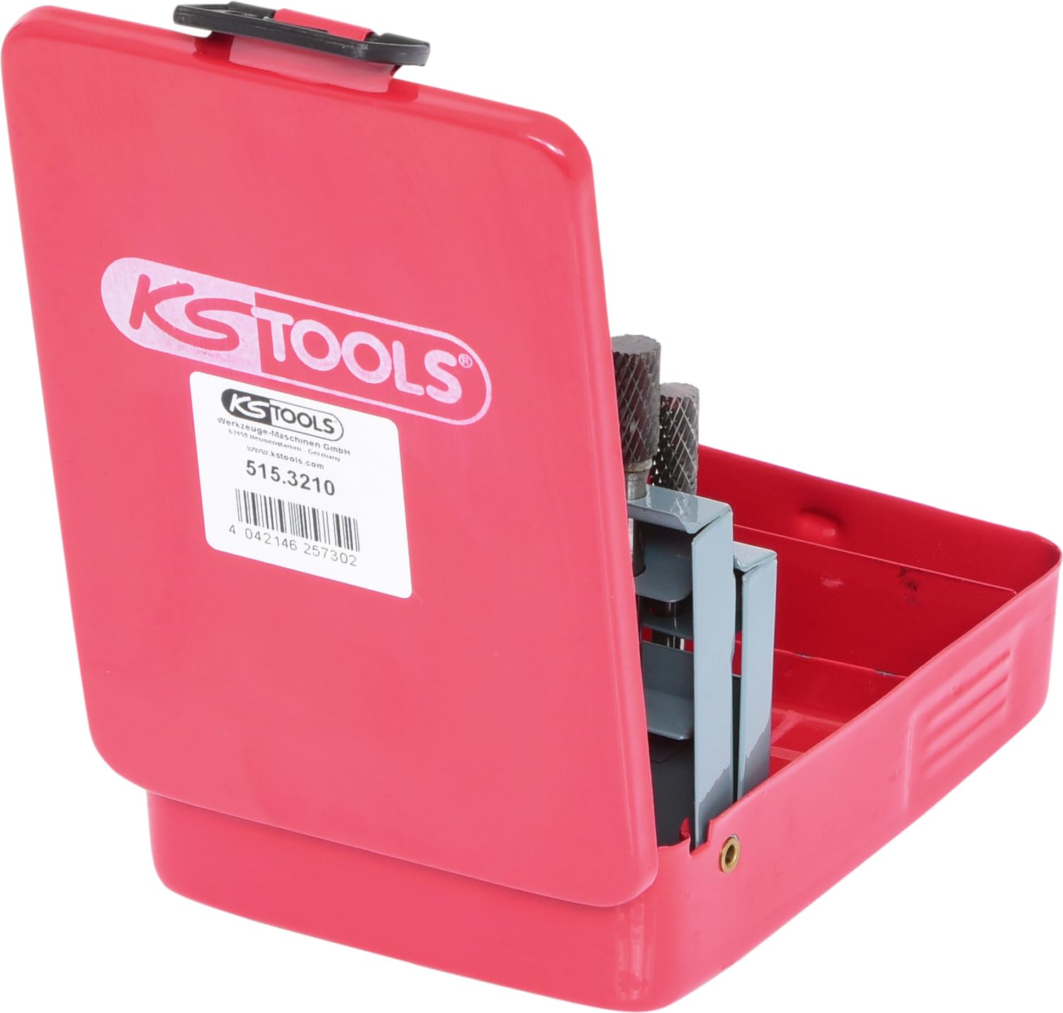 KS Tools 515.3210 HM Frässtift-Satz, Stahlblechkassette, 10-tlg. | 10-tlg, in Stahlblechkassette, silber