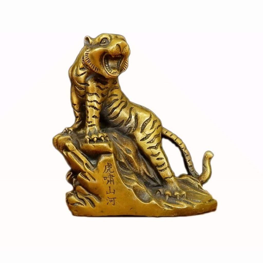 YNIYUJKL Feng Shui Ornaments Pure Brass Chinese Zodiac Tiger Statues Decor Figurine For Home And Office Furnishing Crafts Wealth And Good Luck Sculpture