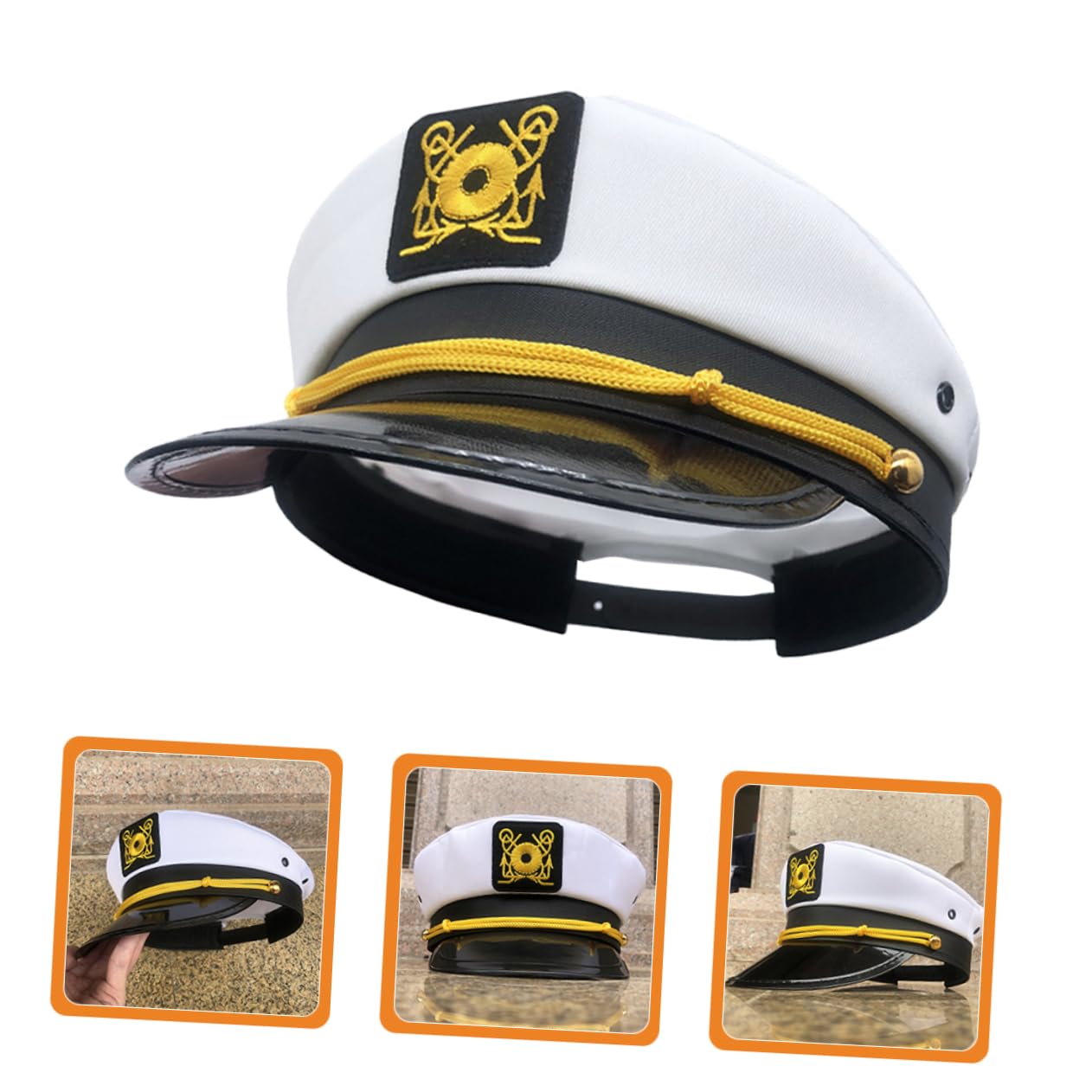 SHERCHPRY 5pezzi Cappello Da Marinaio Per Cosplay e Halloween Accessorio Costume Nautico Cappello Da Con Ricamo Idea Per Feste e Eventi Marittimi