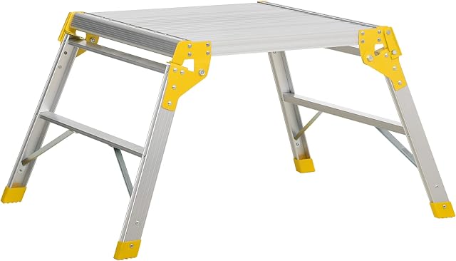 DURHAND Aluminium Work Platforms, Folding Hop up Platform with Safety Lock, 960x710x500mm, 150Kg Capacity