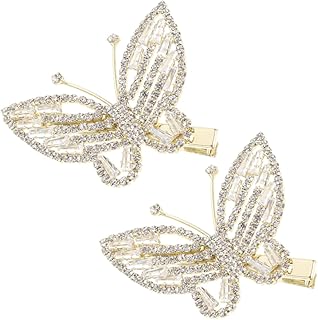 DIKACA 2 Piezas horquilla de la vendimia pasador de pelo de Pinzas para el pelo de Pequeña pico pinza de pelo de clips de para niñas Rhinestone blanco