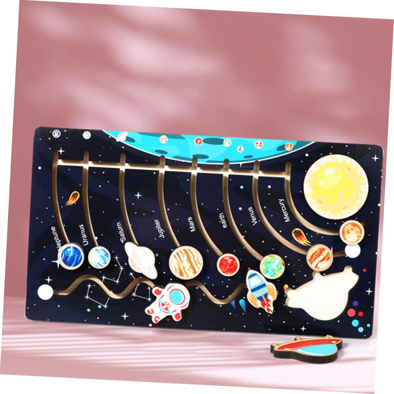 Toyvian Puzzle Solare in Legno per Bambini Pianeti, Giocattolo Stem per Sviluppo Cognitivo e Motorio, Regalo di Compleanno Educativo