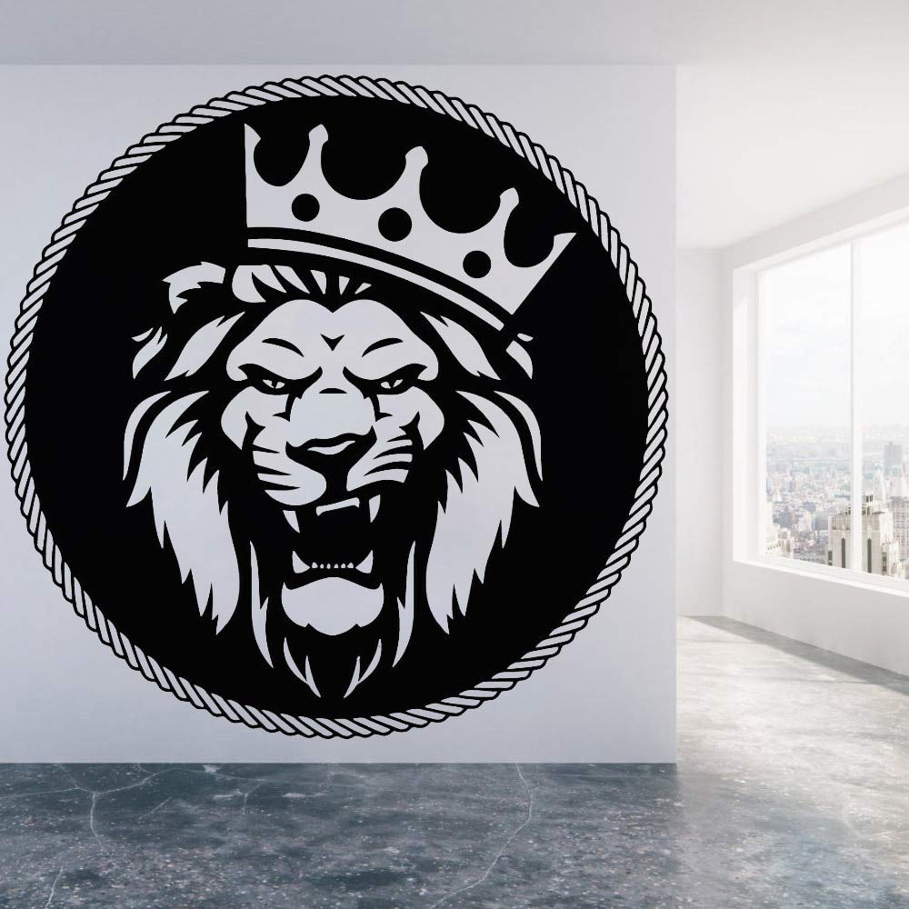 GADGETS WRAP Circle Lion King Vinyl Wall Decal Living Room Predator Head Crown Animal Wall Stickers