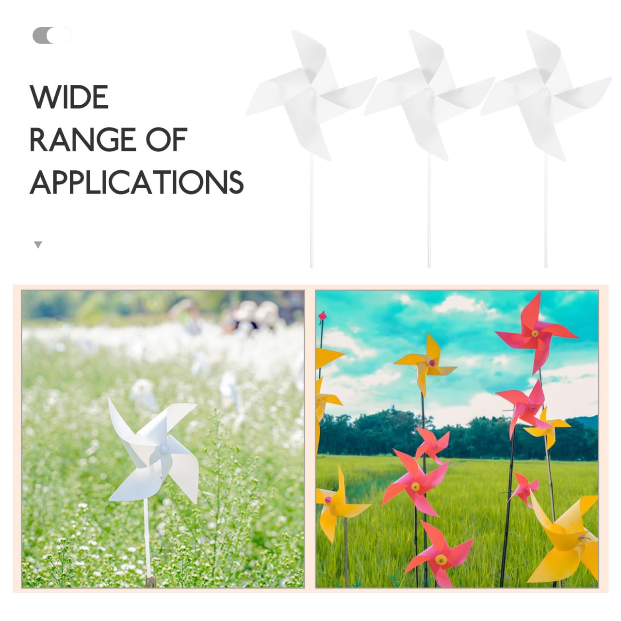 STOBOK Molino de viento de papel DIY para colorear para niños, 24 piezas, juego educativo para manualidades, molinillos de viento para jardín de infantes y juego al aire libre