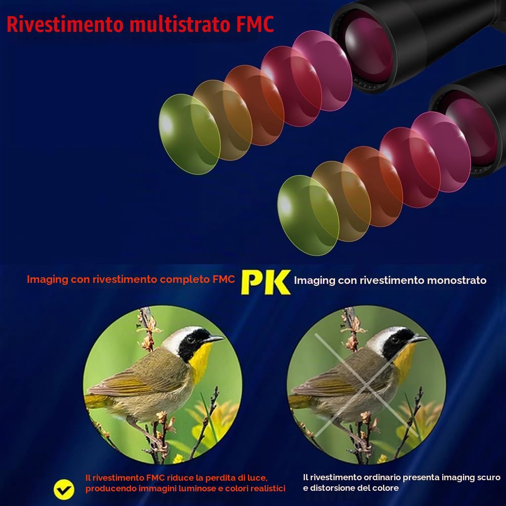 25-75X70 Binocolo ad Alto Ingrandimento HD Professionale Zoom Telescopio Caccia Esterna Binocolo Ad Alta Potenza per Bird Watching e Guardare Luna